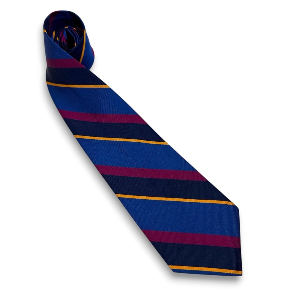 Polo Ralph Lauren VTG Tie Handmade Italy Regimental Repp Stripe Silk 80 90s 56x4